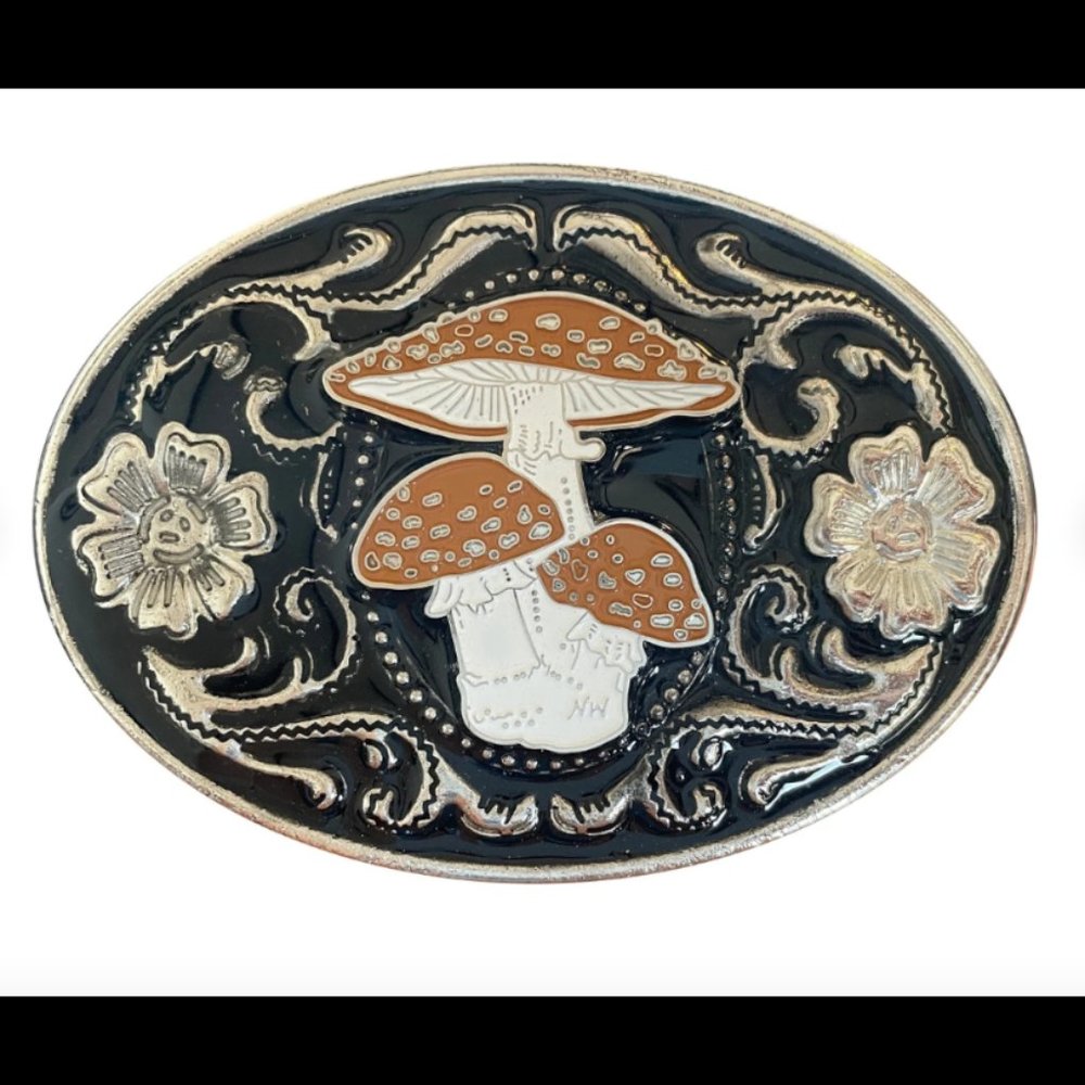 Mushroom Belt Buckle Funghi Orange Food Chef Forage Forager Gift Idea Magic
